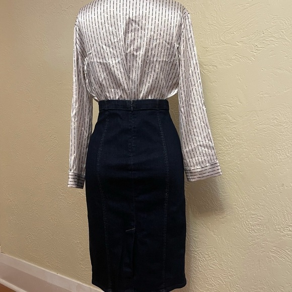 POLO RALPH LAUREN midi skirt jeans in navy blue - Picture 2 of 10